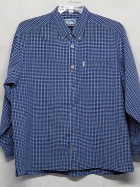 Quicksilver Shirt Button Down Mens L Long Sleeve Boxy Fit Coastal Check Casual